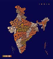 INDIA Map with all Indian states name lettering. India map vector lettering. Typography India map design. Indian all states name in map shape. Bharat naksha art.