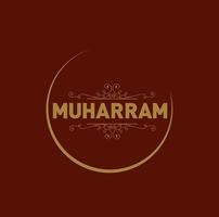 Moharram written with Golden moon. Muharram typography. vector