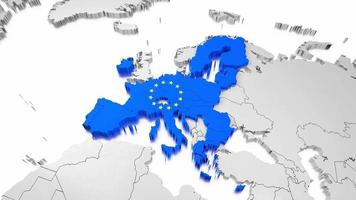 3d europeo unione carta geografica e bandiera video