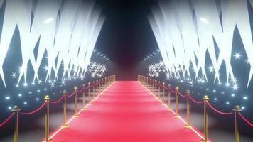 3d rood tapijt, belemmeringen, flash lichten en stadium lichten - show, paparazzi concept video