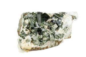Macro mineral tourmaline stone on white background photo