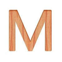 wooden vintage alphabet letter pattern beautiful 3d isolated on white background, capital letter M photo