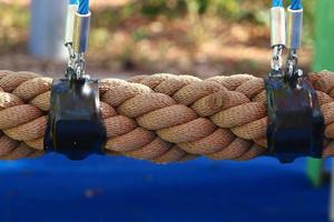 Hemp rope for mooring boats and yachts. photo