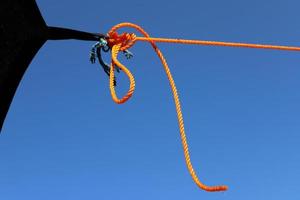 Hemp rope for mooring boats and yachts. photo
