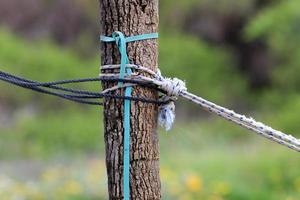 Hemp rope for mooring boats and yachts. photo