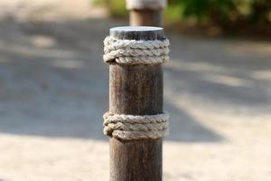 Hemp rope for mooring boats and yachts. photo