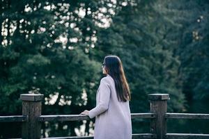 autumn portrait of a brunette woman photo