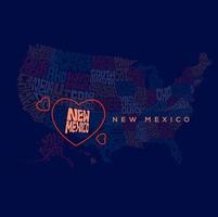 nuevo mexico mapa tipografía. nosotros estados nombre mapa tipografía vector