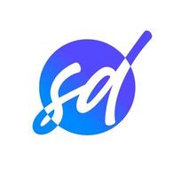 SD company name initila letters monogram with round shape. vector
