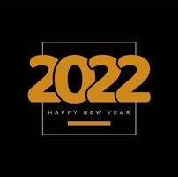 Happy new year 2022 greetings. 2022 in golden color text. vector