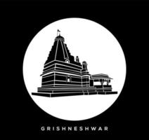 lord shiva Grishneshwar Jyotirlinga temple vector icon. Grishneshwar temple, Aurangabad.