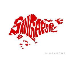 Singapore map typography. Singapore written in map shape. Map lettering. vector