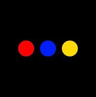 Three primary colours dots on black background. vector