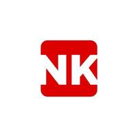 NK letters on red square. NK company initial letters monogram. vector