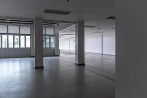 Inside the modern, all-white building, it was empty during the day. photo