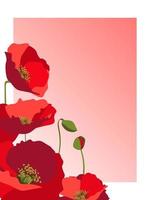 Vector design template with red poppies and gradient copy space