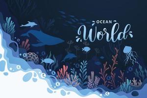 Background art concept of oceans underwater world illustration vector