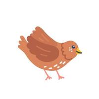 Cute sparrow, vector flat hand drawn illustration