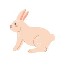 Cute rabbit, vector flat hand drawn illustration