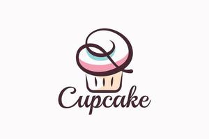 cupcake logo with a combination of stylist cupcake and letter q for any business, especially for bakeries, cakeries, cafe, etc. vector