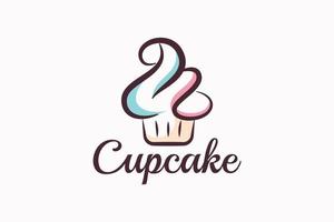 cupcake logo with a combination of stylist cupcake and letter m for any business, especially for bakeries, cakeries, cafe, etc. vector