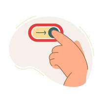 The hand switches the toggle button. The concept of a business idea, startup, organization, brainstorming. Vector illustration isolated on a white background