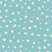 chamomile seamless pattern on turquoise background vector