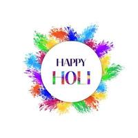 Happy Holi card. Traditional festival of colors in Indian culture. Colorful vector illustration of words happy Holy and vibrant splashes