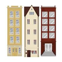 A set of three city houses vector