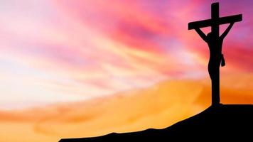 The cross Jesus in twilight sky for good friday concept 3d rendering photo