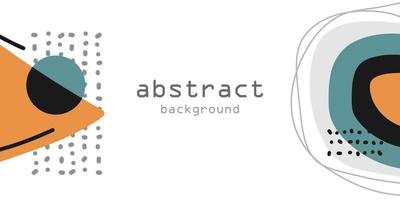 resumen sencillo moderno Arte antecedentes. garabatear y varios líneas y puntos pastel color mano dibujado geométrico formas y líneas y tropical hojas siluetas mano dibujado garabatear formas y hojas bandera vector