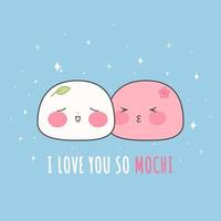 amor usted entonces mochi linda daifuku. kawaii japonés alimento. asiático cocina. valores vector ilustración