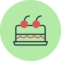 Cake With Cherry On Top Vector Icon