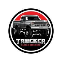 americano retro levantado camión ilustración logo vector