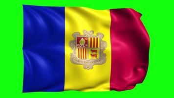 andorra acenando bandeira animação em verde tela video