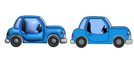 coche pequeño dibujos animados lado. 3d ilustración 3d hacer png