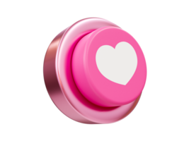 3d minimal love button. Valentine's compositions. 3d illustration. png