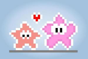 Starfish pixel. Vector illustration of 8 bit game assets.