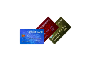 crédito cartões isolado com transparente fundo, png arquivo, o negócio e finança conceito, 3d ilustração.
