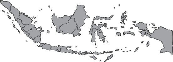 doodle dessin à main levée de la carte de l'indonésie. png