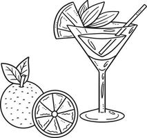 Orange Cocktail Isolated Coloring Page for Kids vector