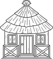 Tropical Hut Isolated Coloring Page for Kids vector