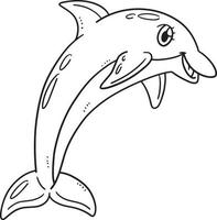 Dolphin Jumping Out Isolated Coloring Page vector