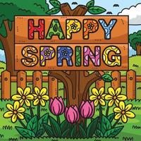 Happy Spring Banner Colored Cartoon Illustration vector