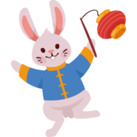 asian rabbit with lantern png