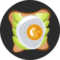 pain avec avocat et oeuf frit png