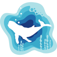 whale sealife paper art png