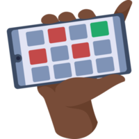 afro hand using smartphone device png