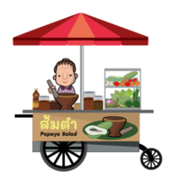 Thais voedsel leverancier, straat voedsel in Thailand som tum, papaja salade Thais stijl png