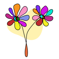mão desenhado abstrato rabisco colorida flores, isolado. png